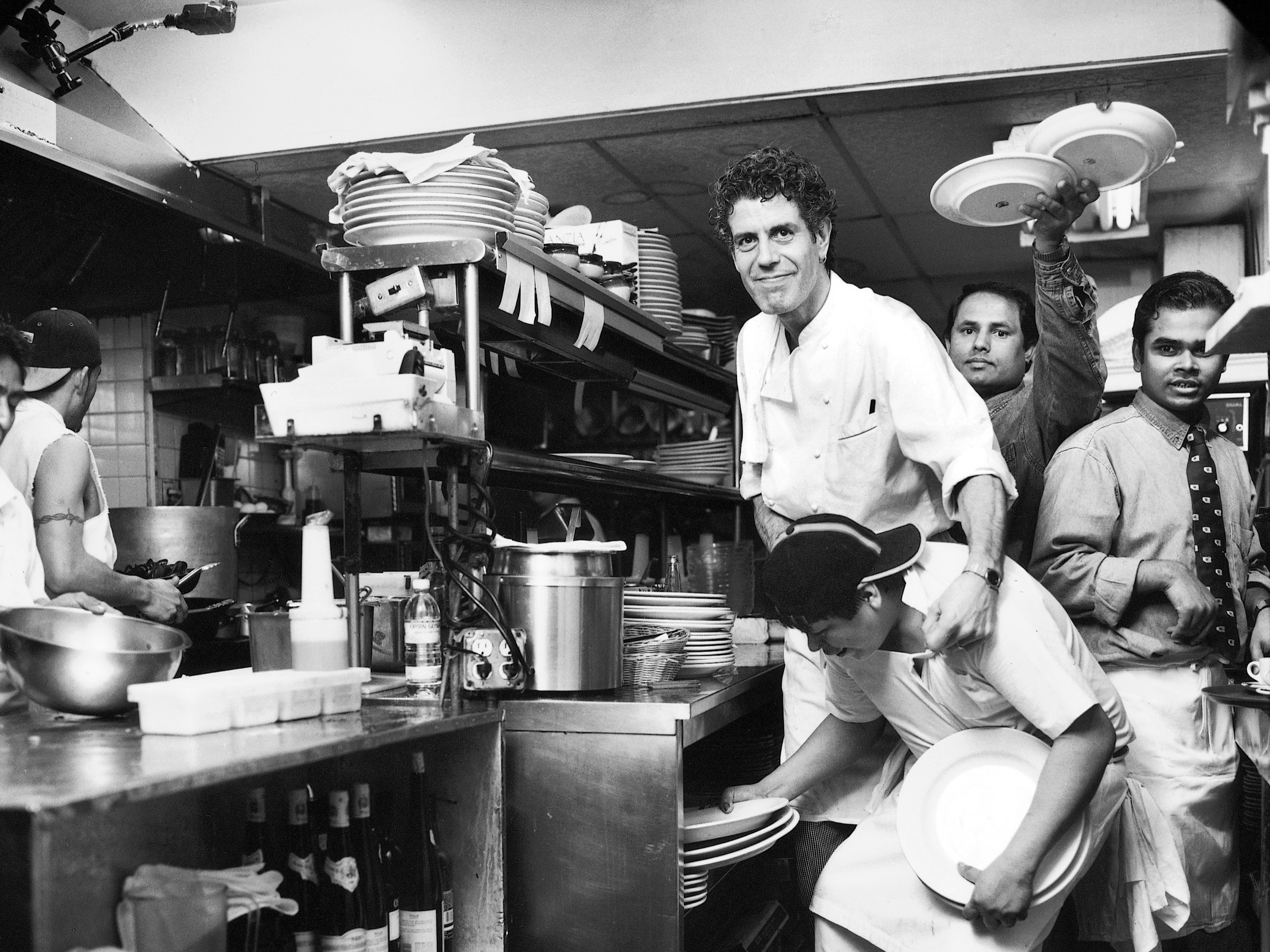 Anthony Bourdain in a restaurant kitchen (file photo)