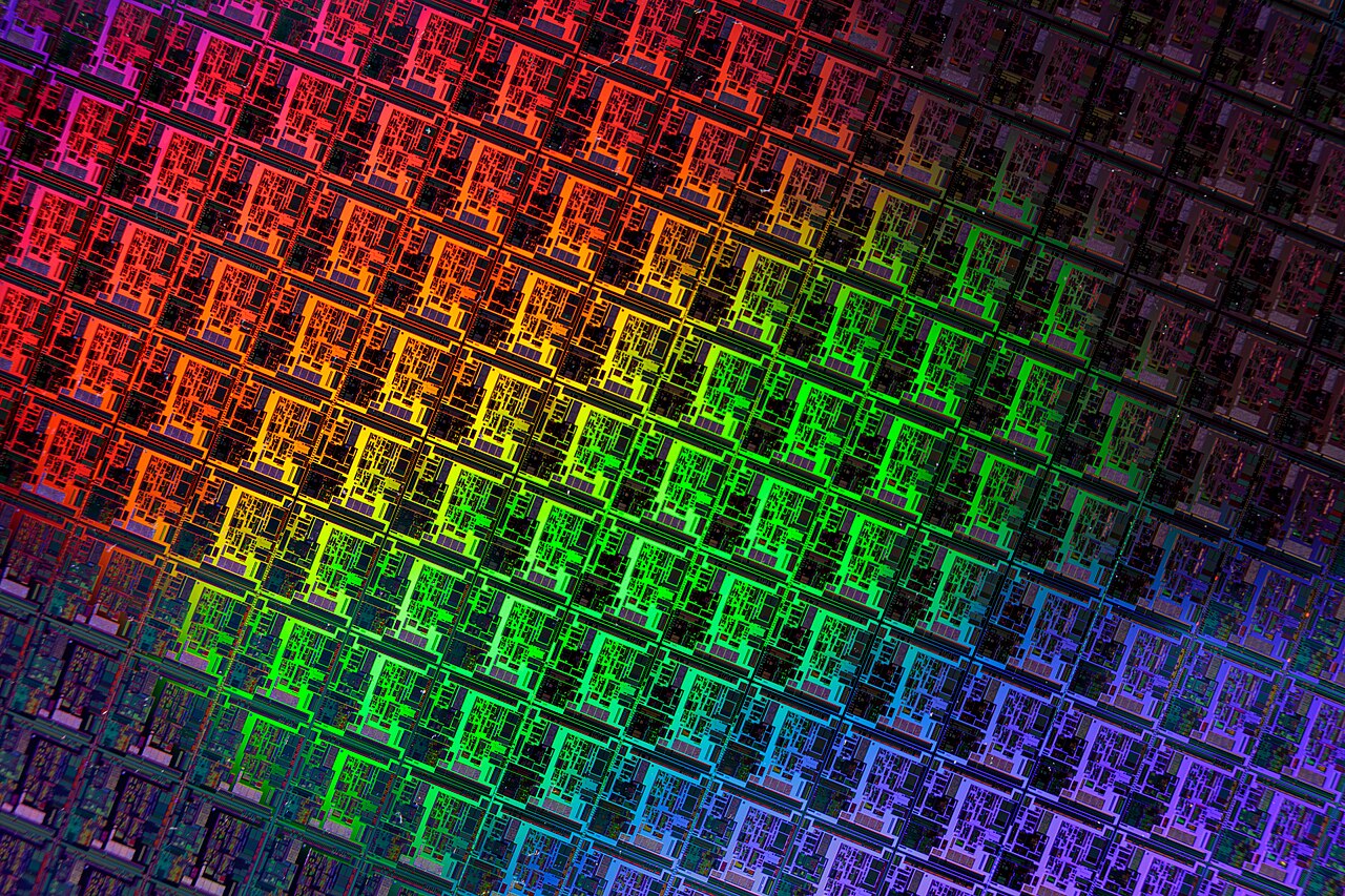 A silicon wafer glinting in the light