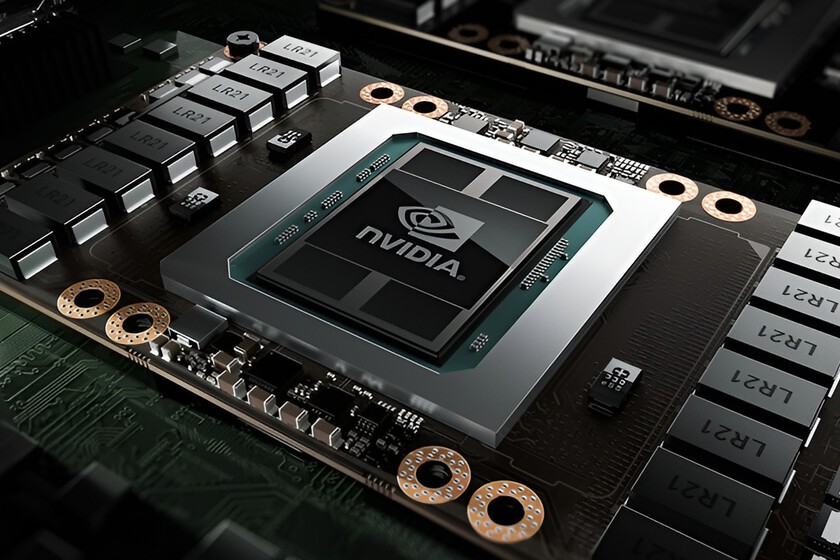 An Nvidia GPU die on a circuit board