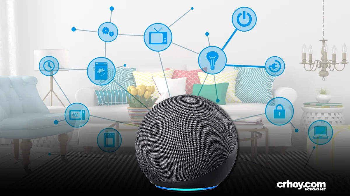 A smart speaker sitting in a modern living room