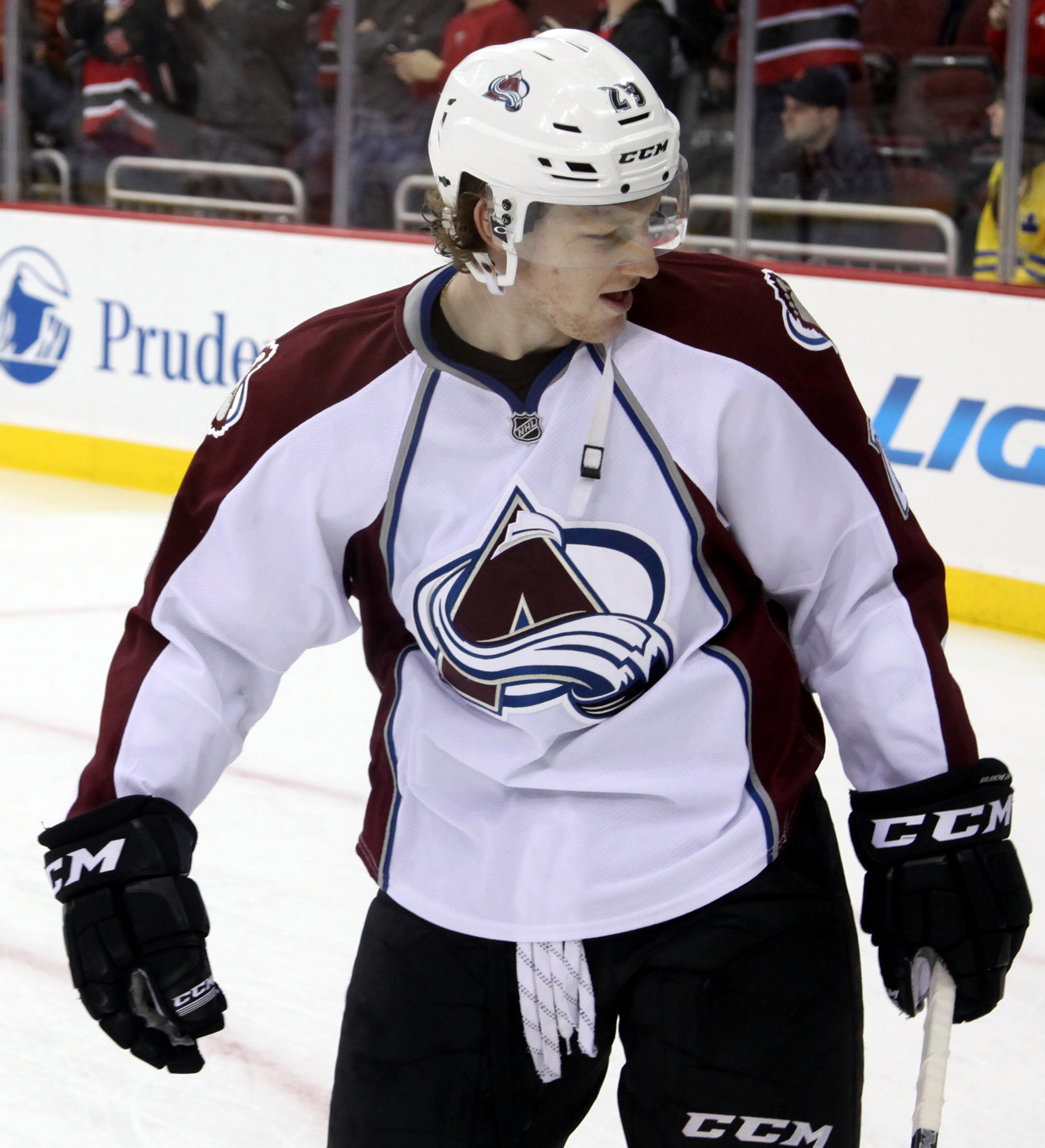 Nathan MacKinnon with the Avalanche — he had a goal and two assists in the win.