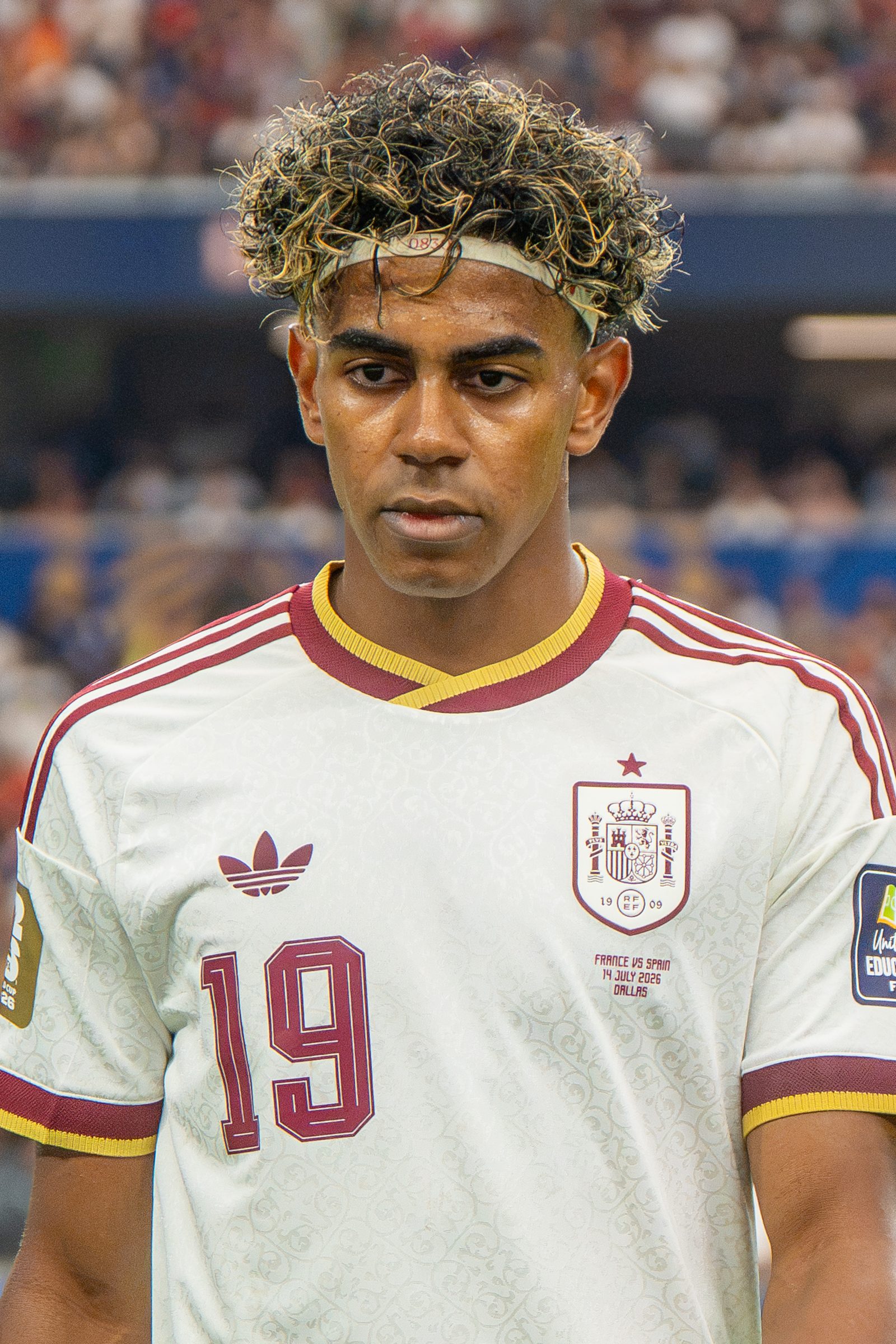 Lamine Yamal in action for Spain in 2026 — the Barcelona winger scored the opener and set up the third goal at Real Betis