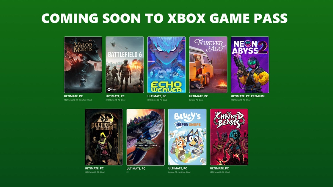 Official Xbox Game Pass October lineup art — Battlefield 6 joins the service as Season 5 launches