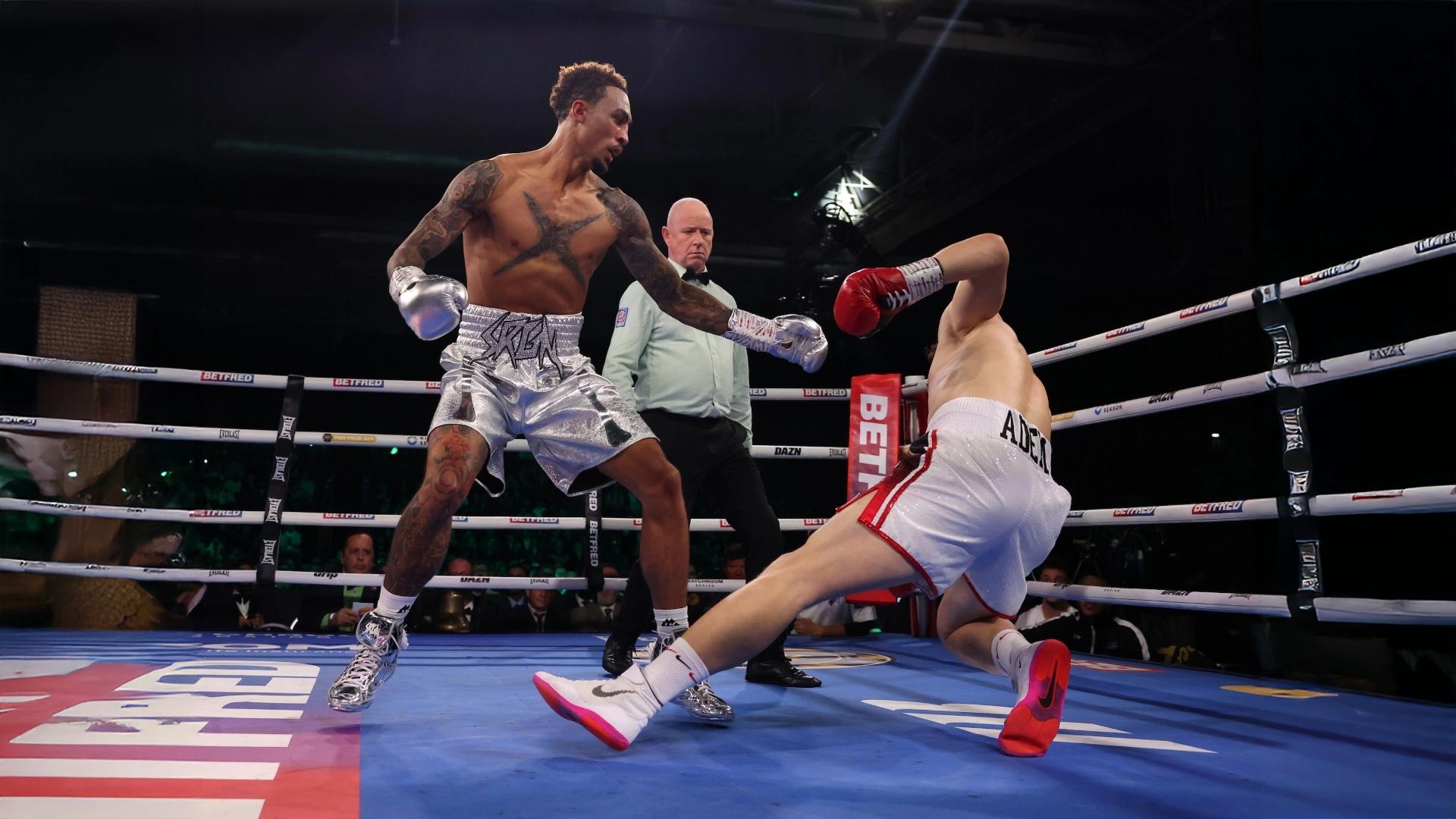 Ben Whittaker drops his opponent during his 2025 knockout run