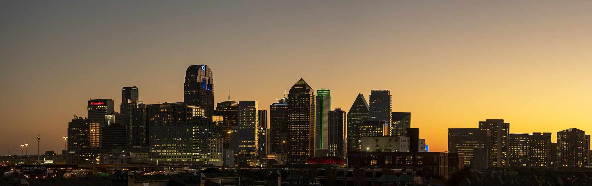 The Dallas skyline at dusk
