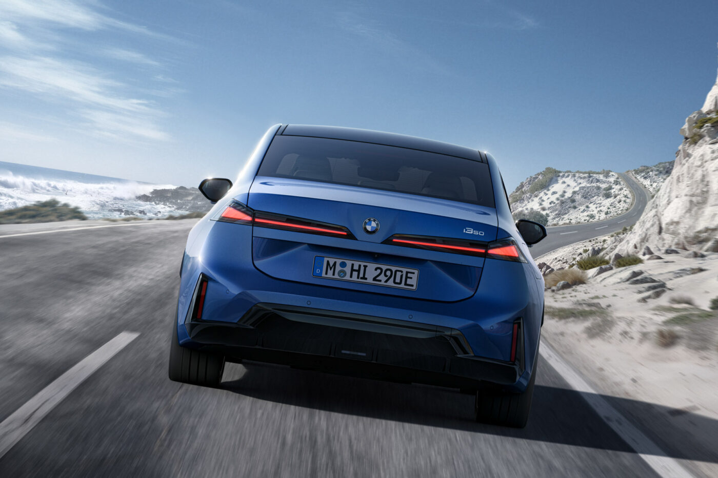 The new BMW i3 electric sedan at its reveal