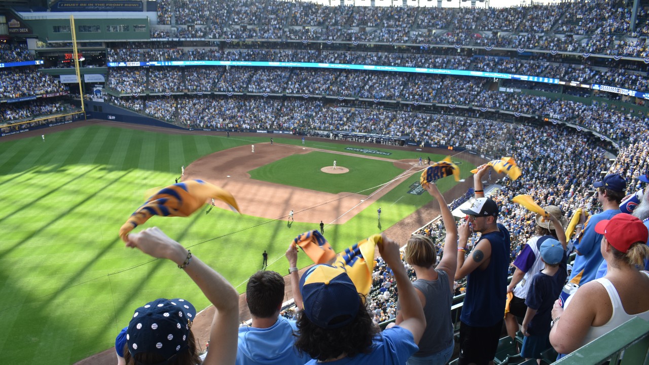 Brewers fans pack American Family Field during an NLDS playoff game