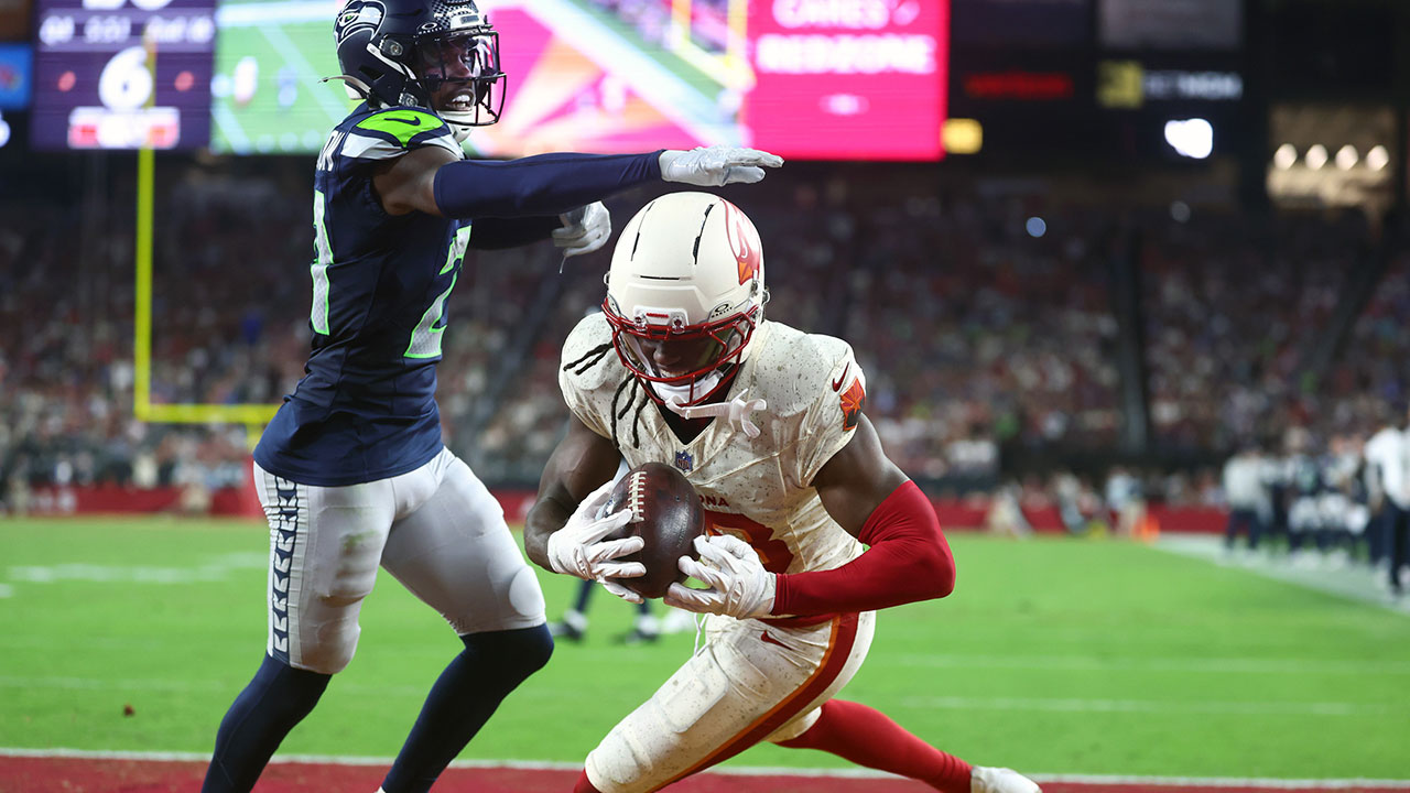 Marvin Harrison Jr. making a catch for the Cardinals against Seattle