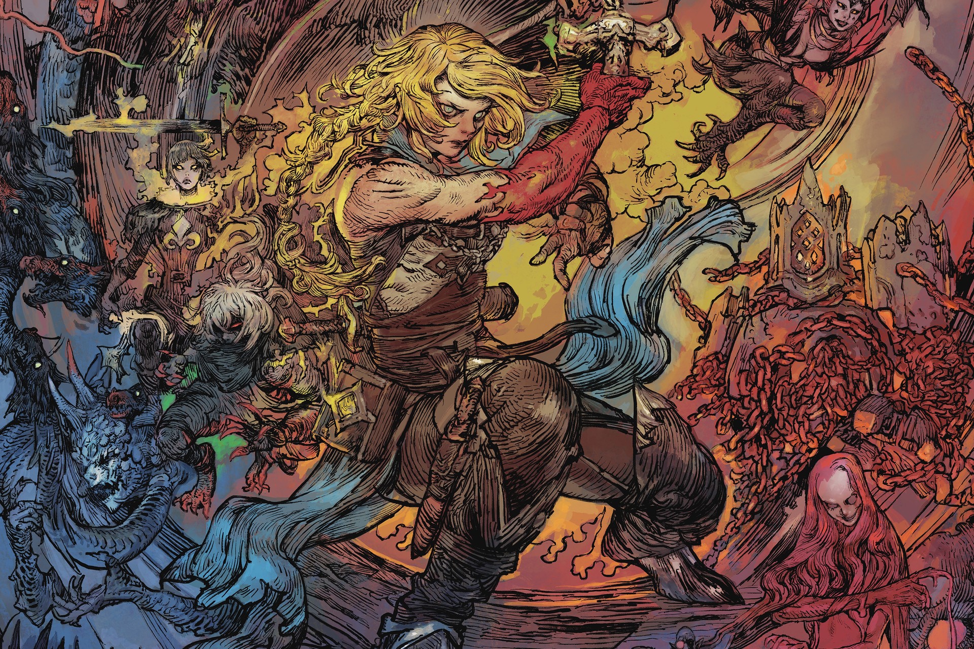 Official Castlevania: Belmont's Curse key art — the whip-wielding Belmont hunter battling gothic monsters
