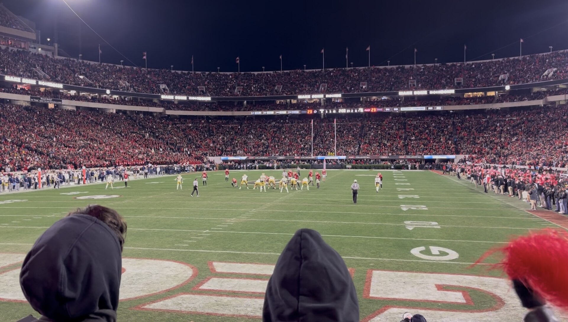 College football stadium crowd at night