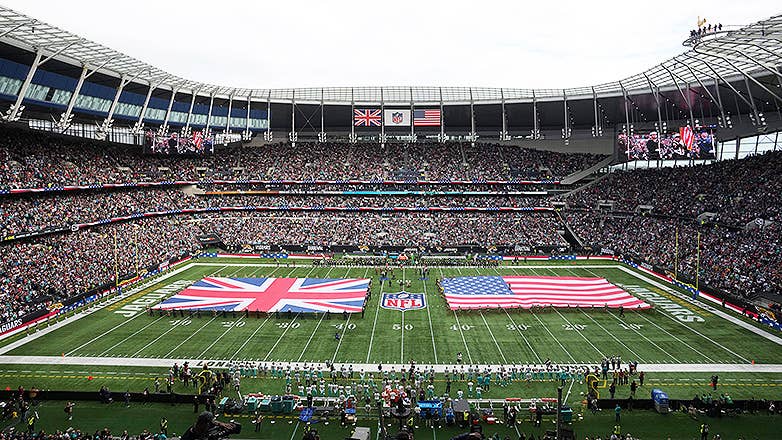 Tottenham Hotspur Stadium hosting an NFL International Series game.
