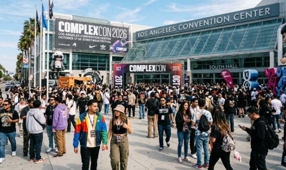The ComplexCon 2026 floor at the Los Angeles Convention Center during the festival's 10th anniversary weekend.