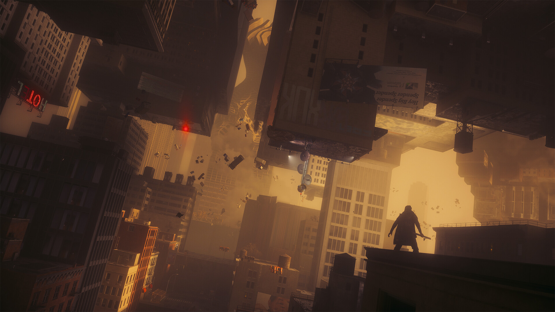 Control Resonant combat screenshot with melee action in a warped office interior