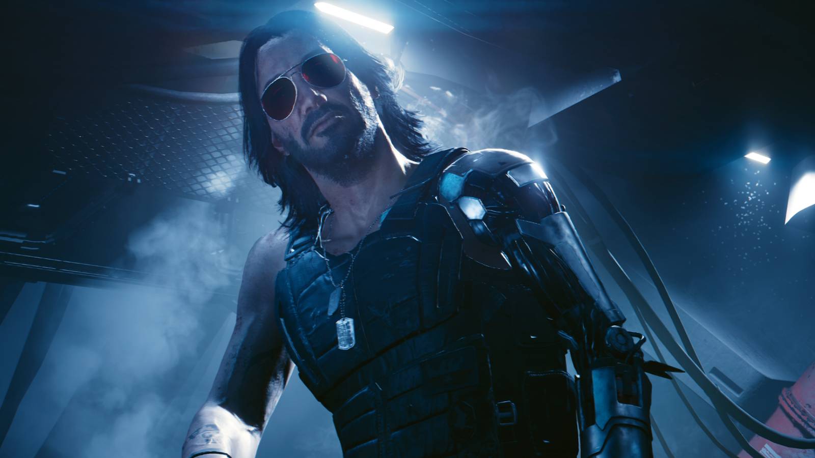 Johnny Silverhand, played by Keanu Reeves, in Cyberpunk 2077