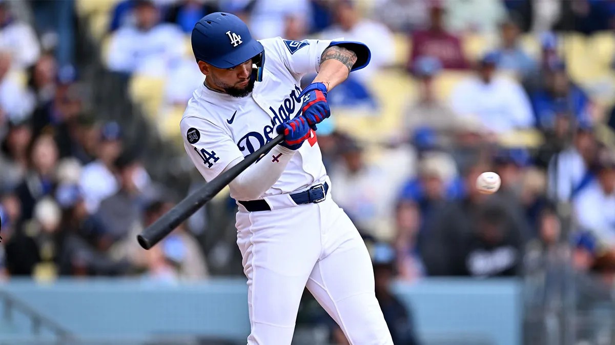 Dodgers outfielder Andy Pages at the plate