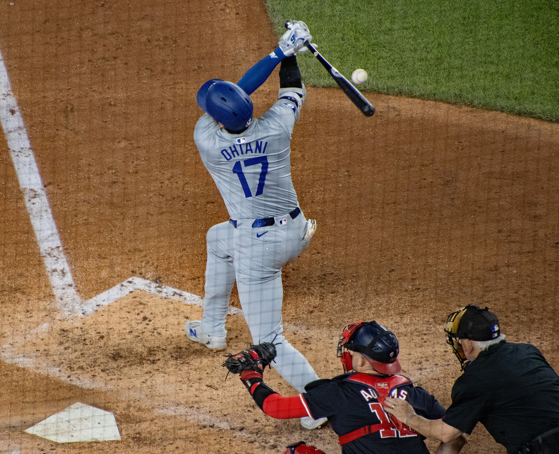 Shohei Ohtani of the Los Angeles Dodgers at the plate