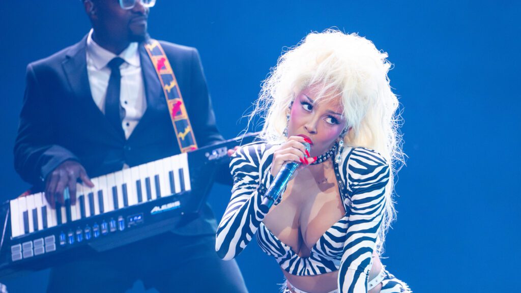 Doja Cat performing live at a festival