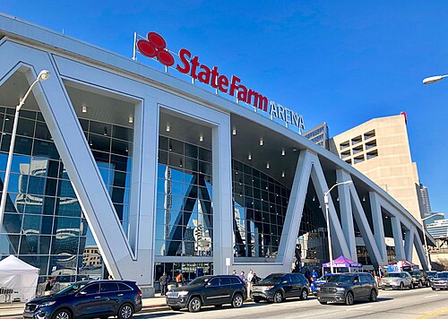 State Farm Arena in Atlanta, where the Atlanta Dream beat the New York Liberty 92-82 in Game 1 of the WNBA semifinals on Sunday.