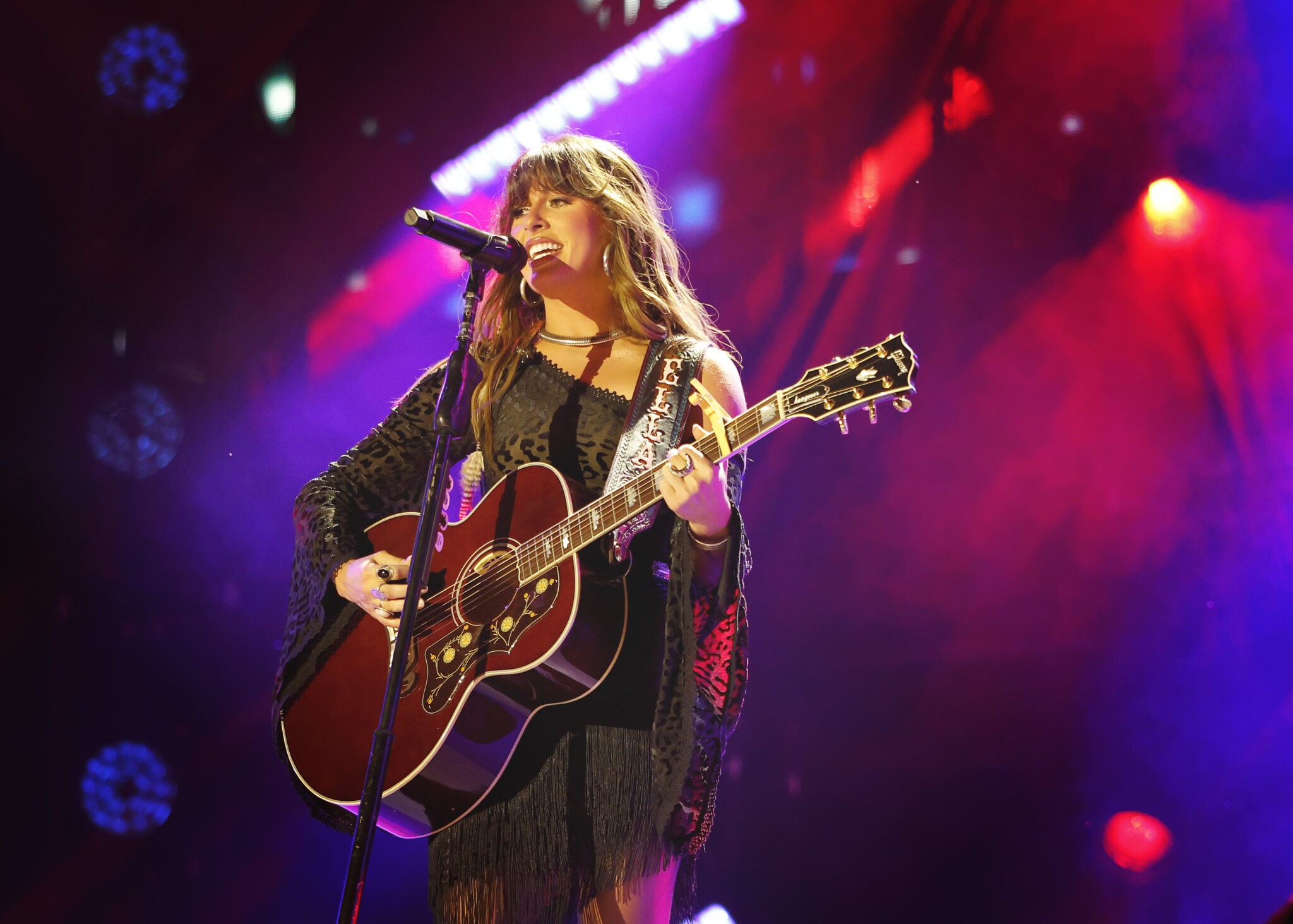 Ella Langley performing on stage with her guitar (file photo)