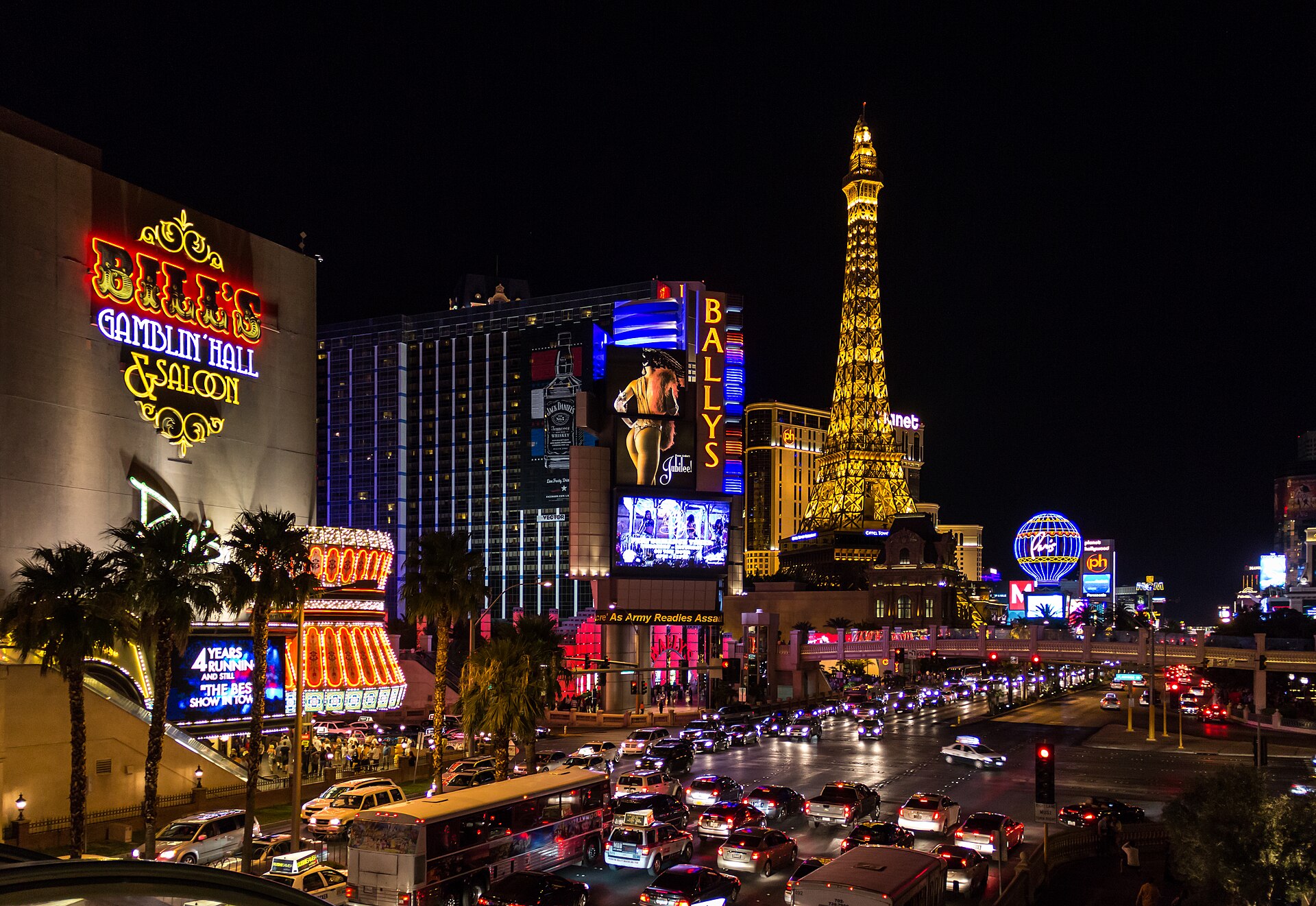 The Las Vegas Strip at night, the route of the Las Vegas Strip Circuit