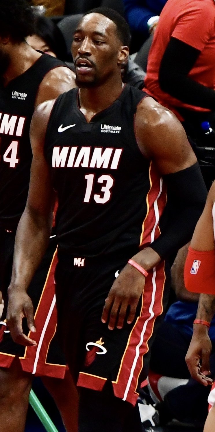 Bam Adebayo in the Miami Heat black uniform during a game