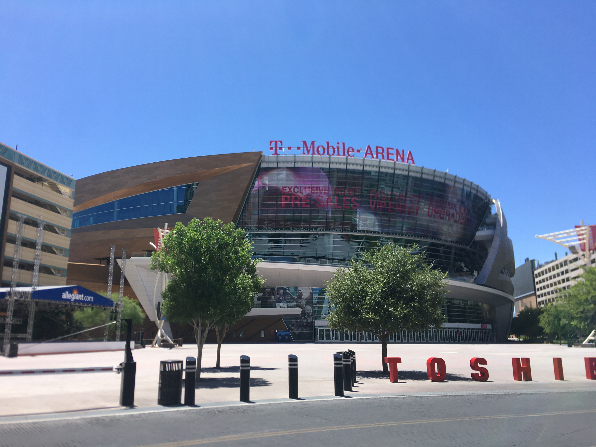 T-Mobile Arena with the Las Vegas skyline