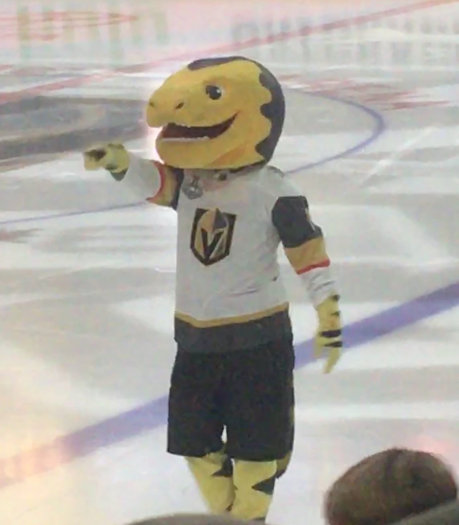 Chance, the Vegas Golden Knights' Gila monster mascot.
