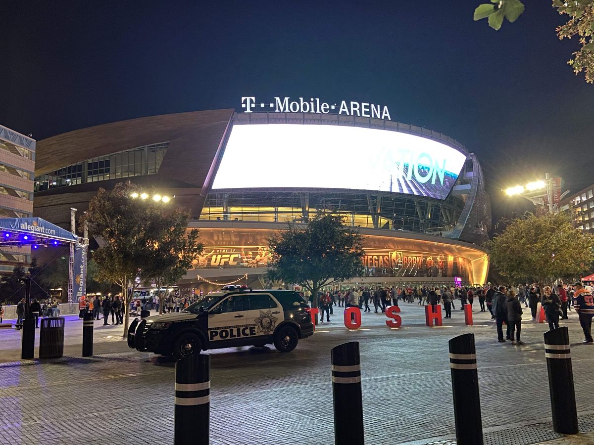 The front entrance of T-Mobile Arena in Las Vegas.