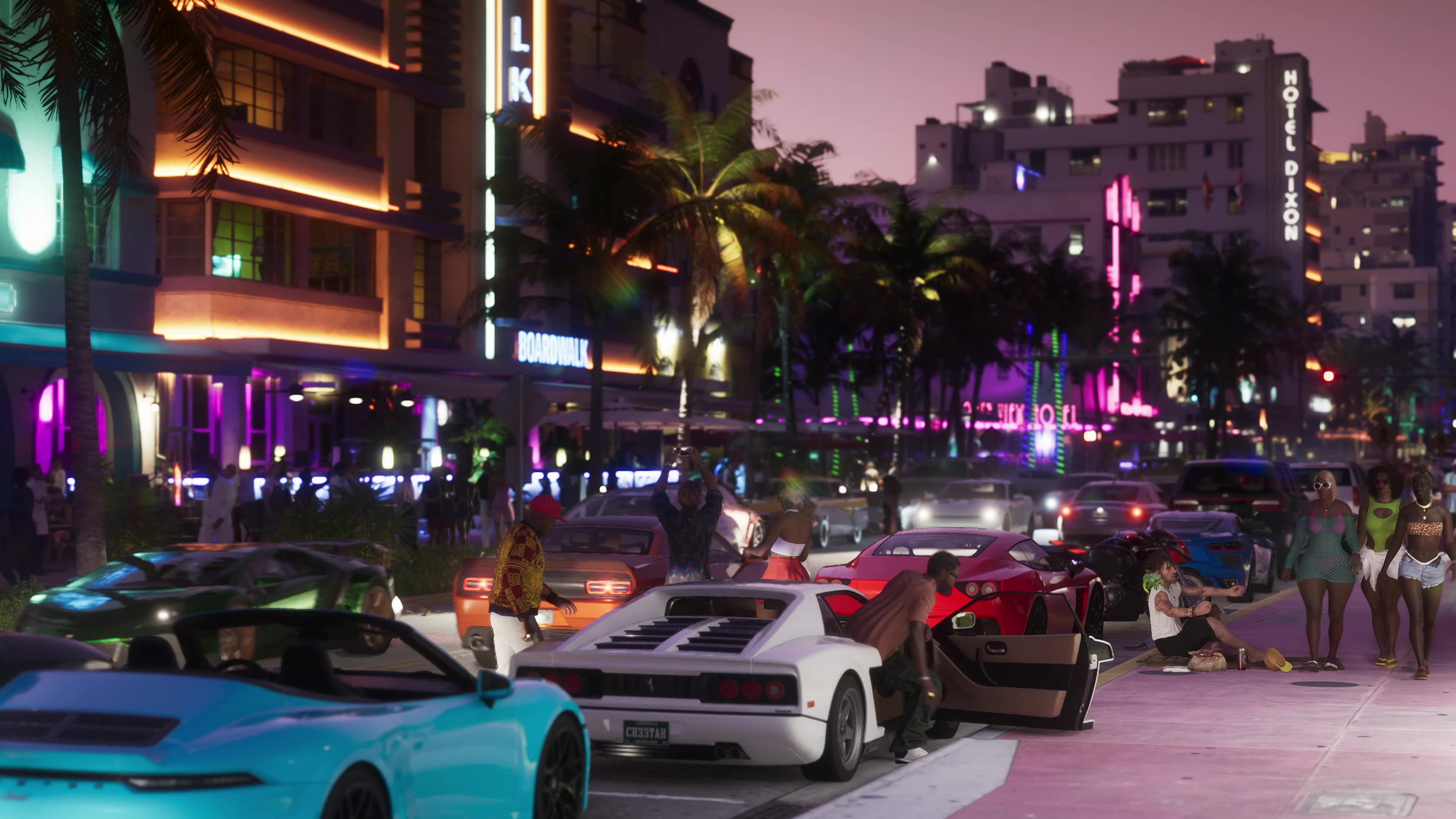 A sunlit Vice City scene from the Grand Theft Auto VI trailer (Rockstar Games)