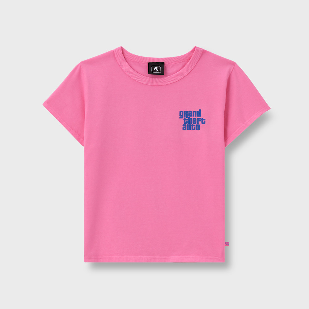An official Grand Theft Auto VI logo tee from the Rockstar Store's new merch collection
