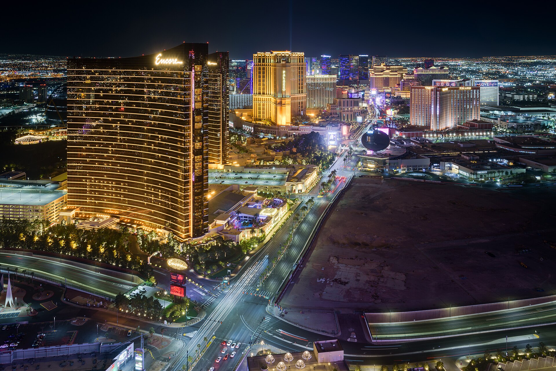 Las Vegas skyline and stadium district