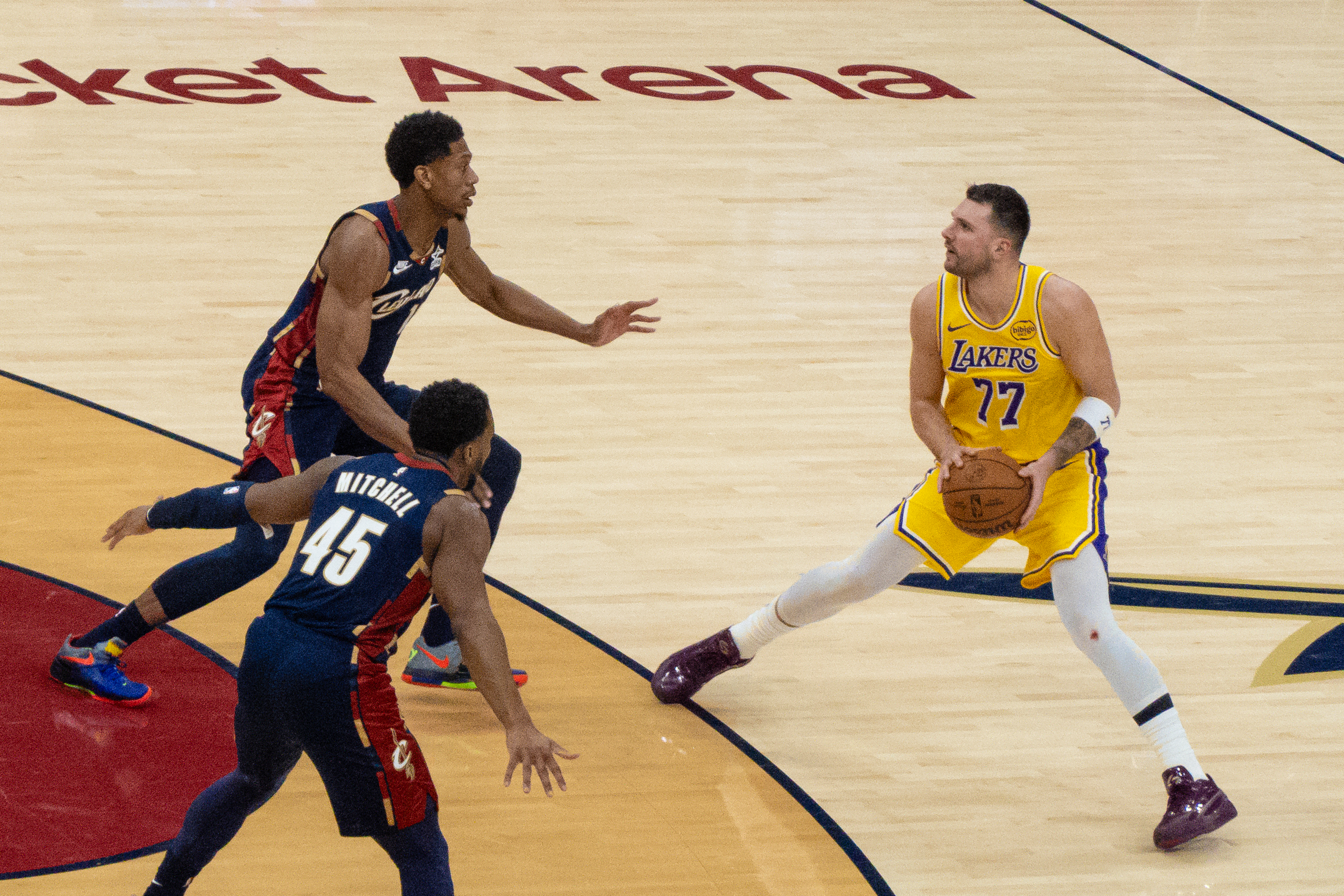 Luka Doncic playing for the Los Angeles Lakers during a game