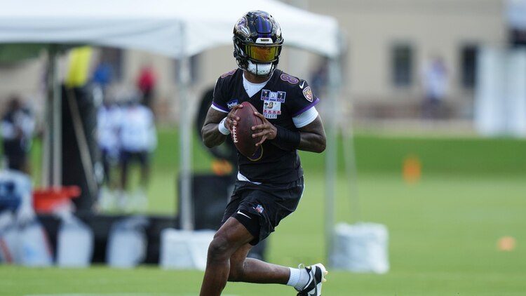 Lamar Jackson at Baltimore Ravens training camp.