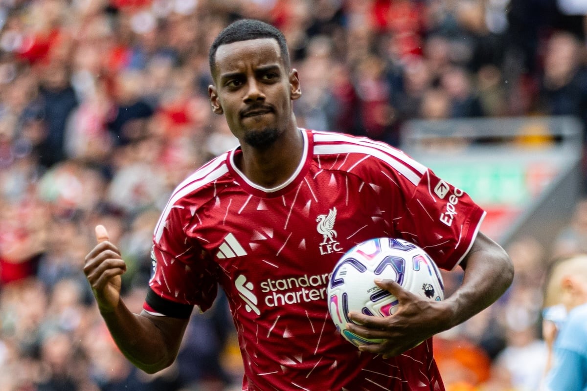 Liverpool's Alexander Isak — the striker scored four goals in the first five league games but misses Super Sunday with a thigh injury picked up with Sweden.