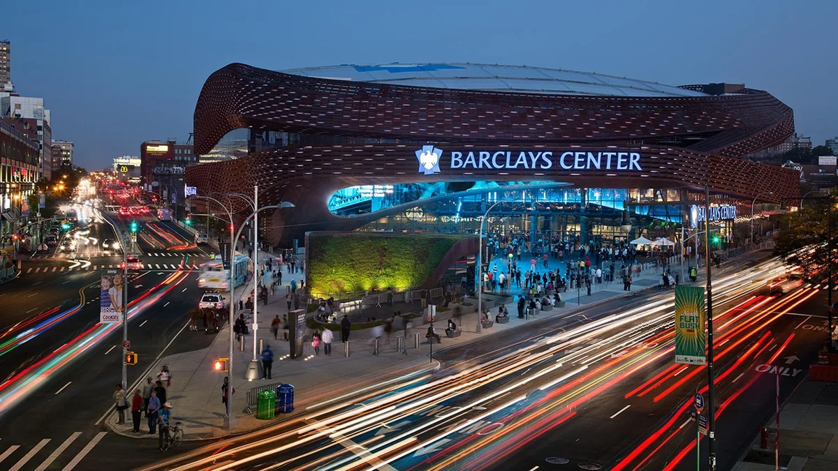 Barclays Center in Brooklyn, New York, at night