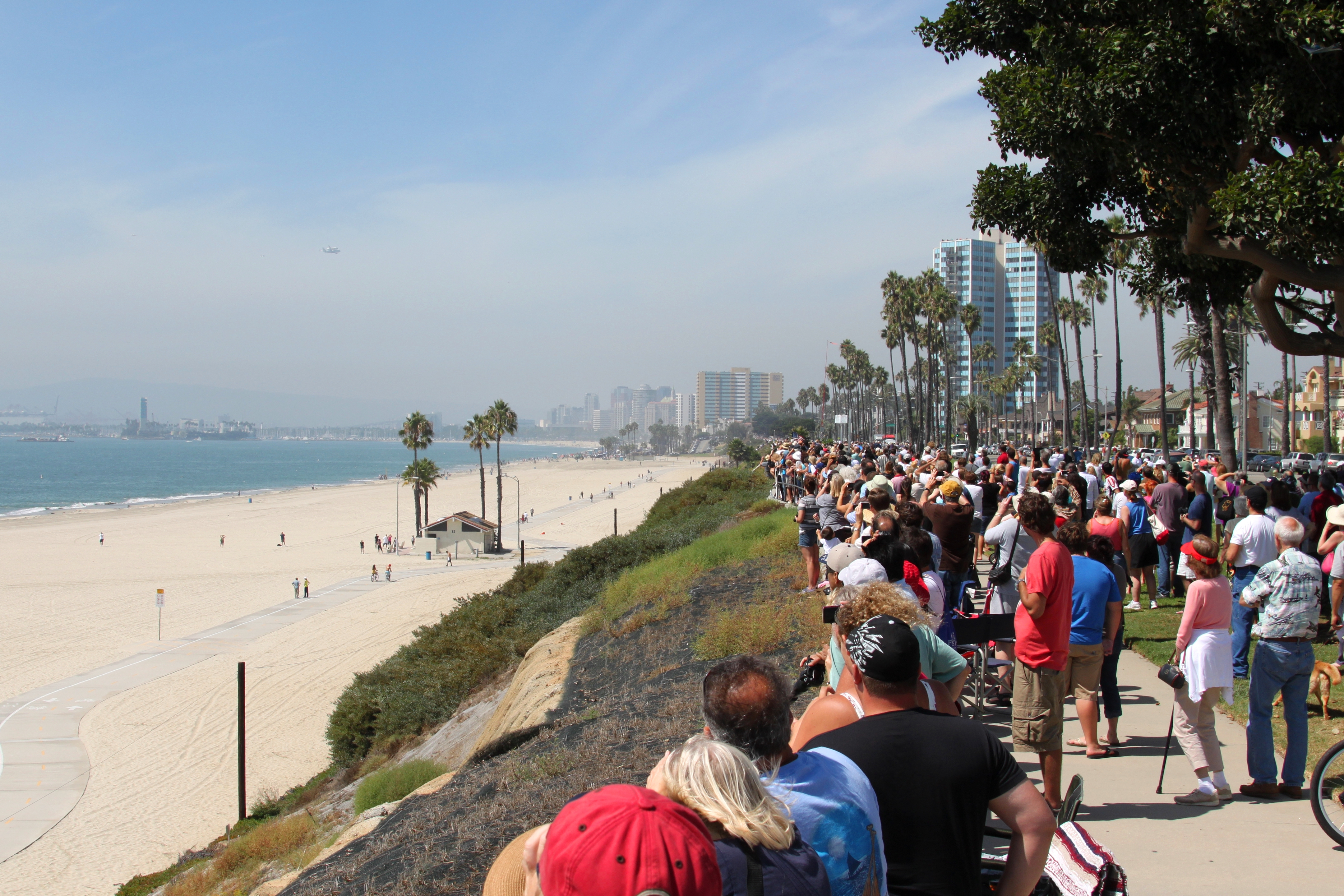 The City of Long Beach with the Space Shuttle Endeavour on display