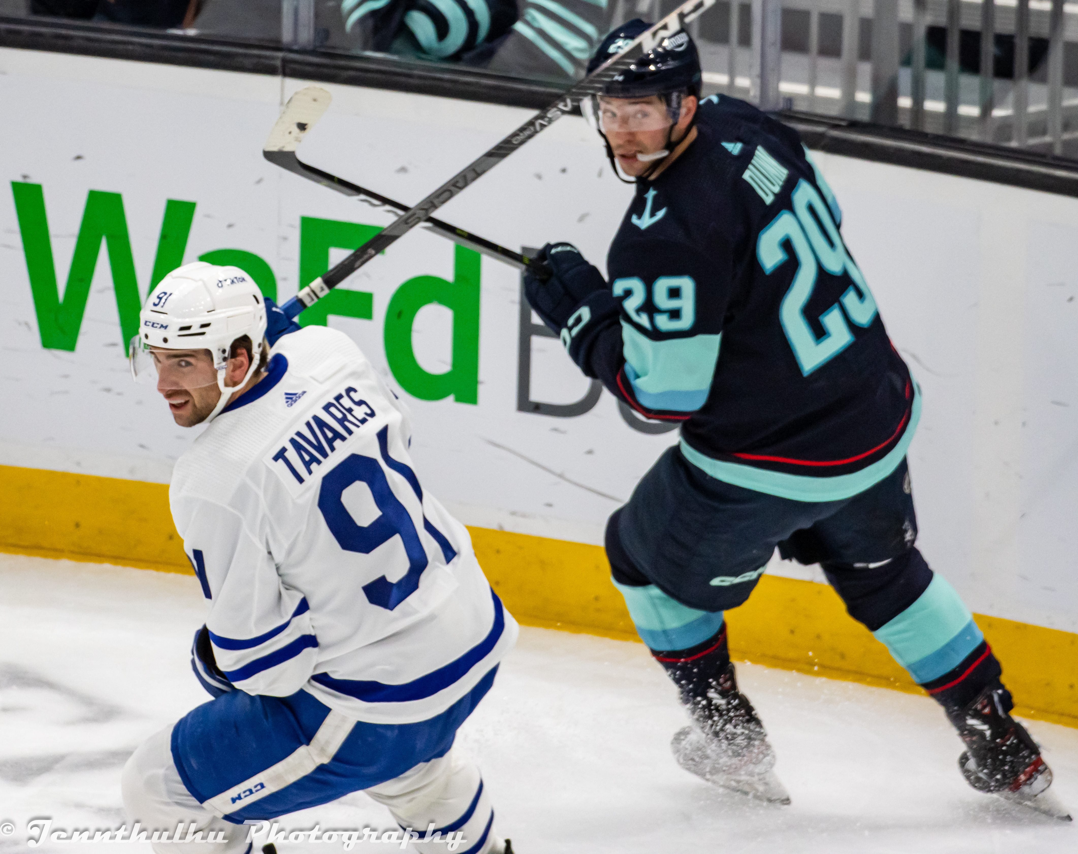 John Tavares of the Toronto Maple Leafs against the Seattle Kraken (file photo)