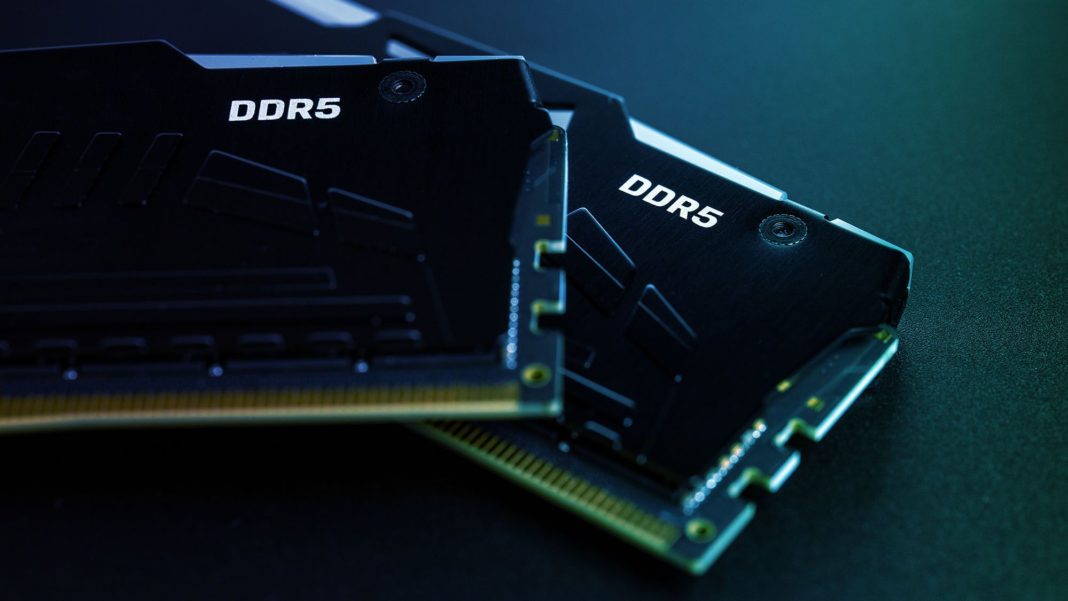 Close-up of DDR5 memory sticks with heatsinks
