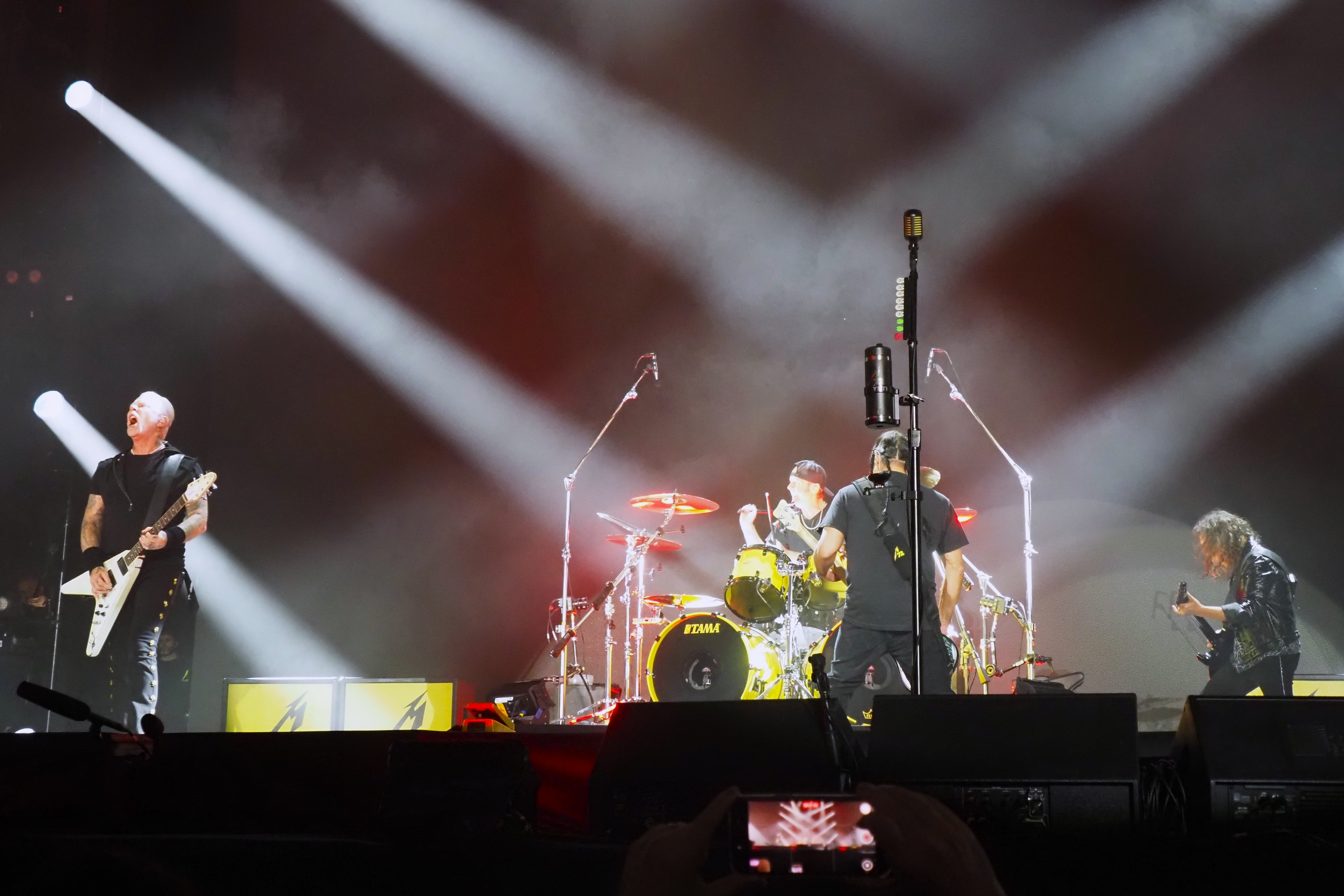Metallica performing live on stage — the band opened its 24-show Life Burns Faster residency at the Las Vegas Sphere on October 1 and 3