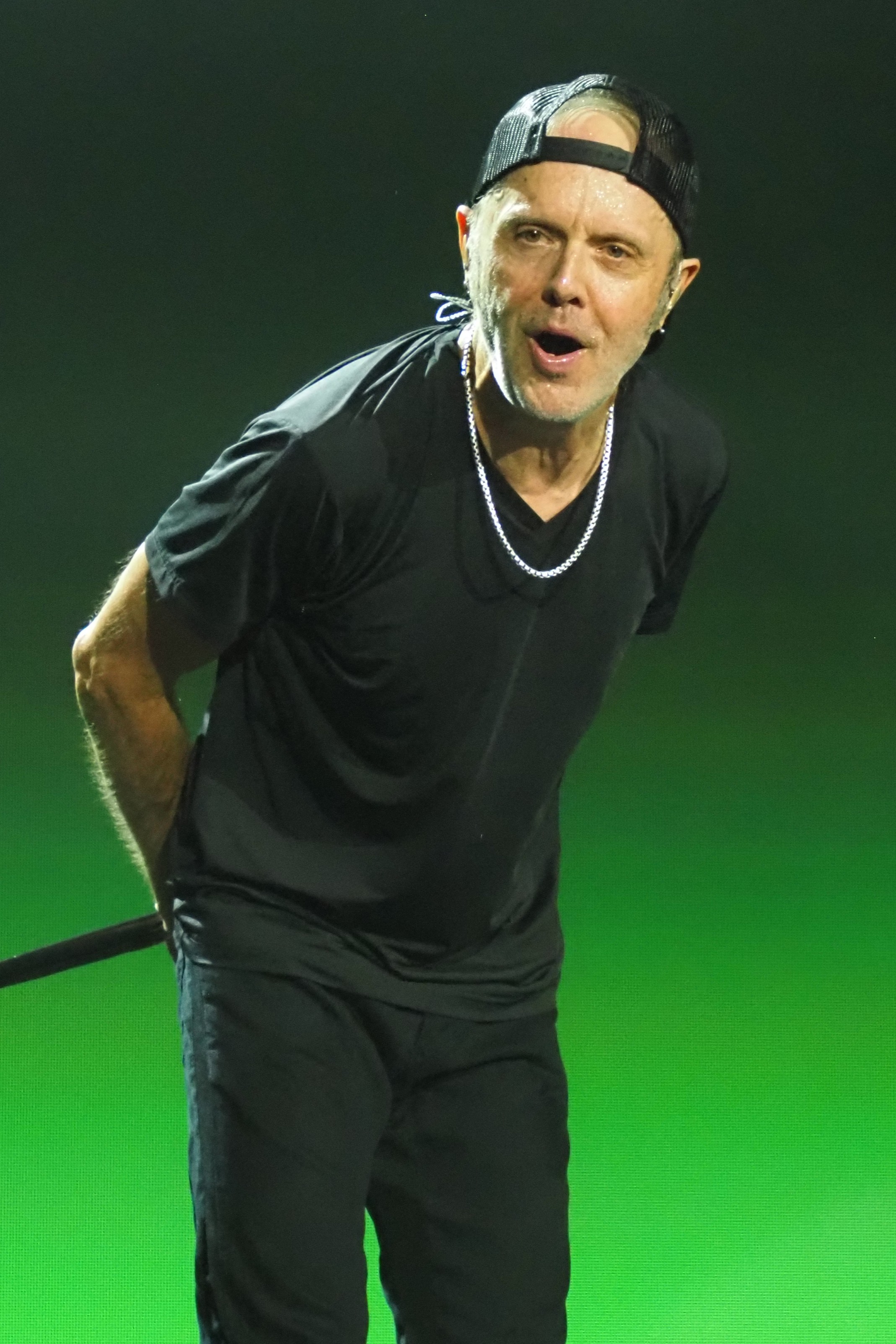 Metallica drummer Lars Ulrich performing on stage