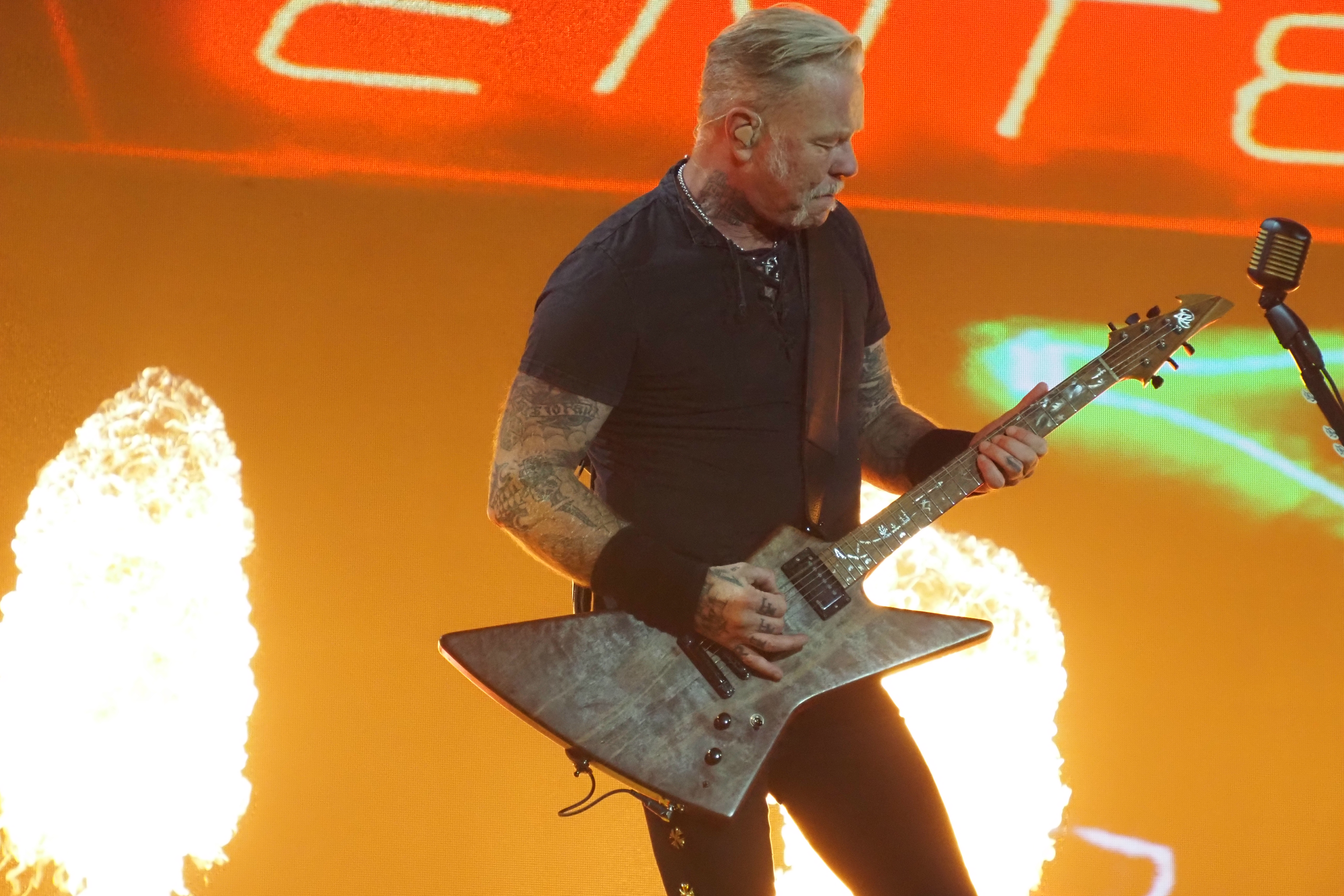 James Hetfield of Metallica performing live on stage