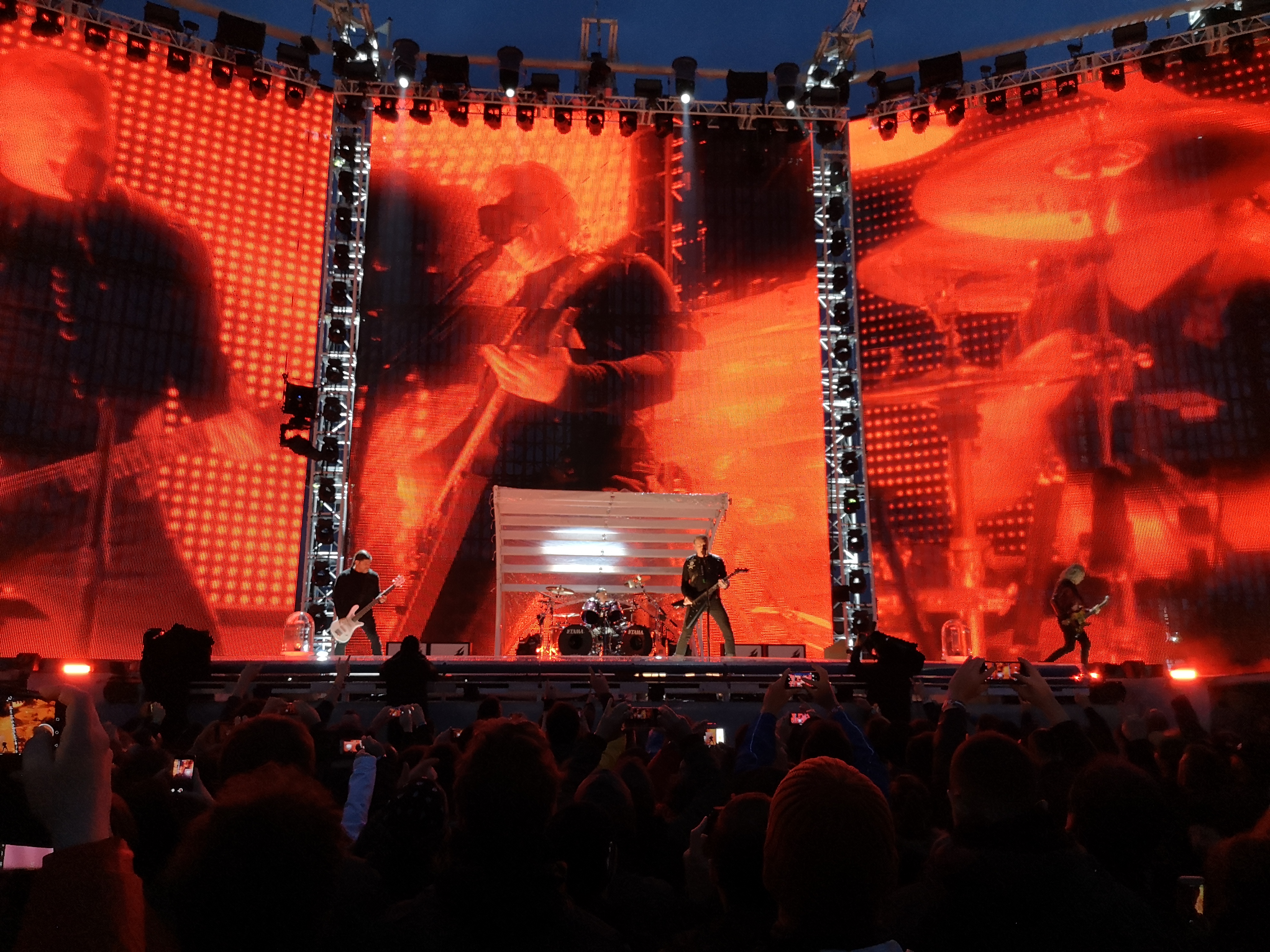 Metallica performing live on stage during a concert