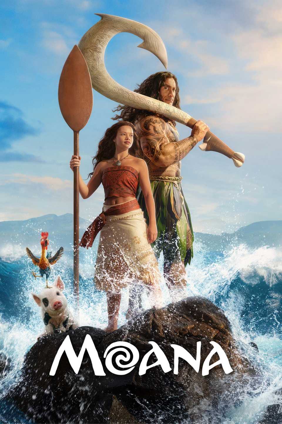 Official poster art for Disney's live-action Moana, starring Catherine Laga'aia and Dwayne Johnson