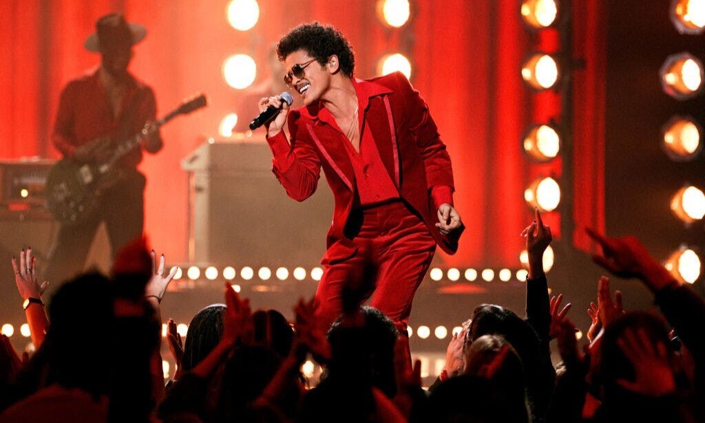 Bruno Mars performing — 'I Just Might' is one week from the longest No. 1 run in Billboard's Hot R&B/Hip-Hop Songs history.