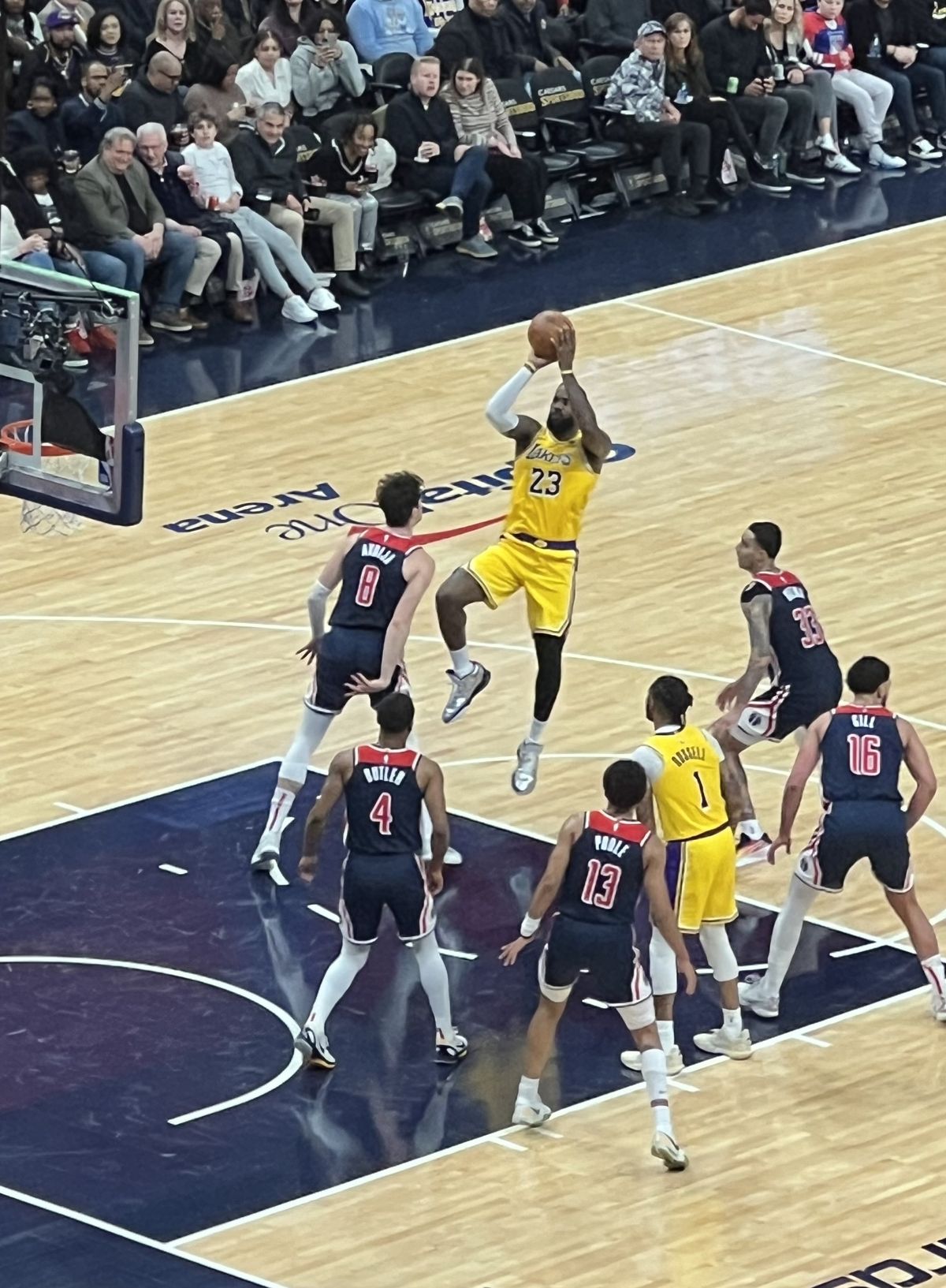 LeBron James shooting a basketball