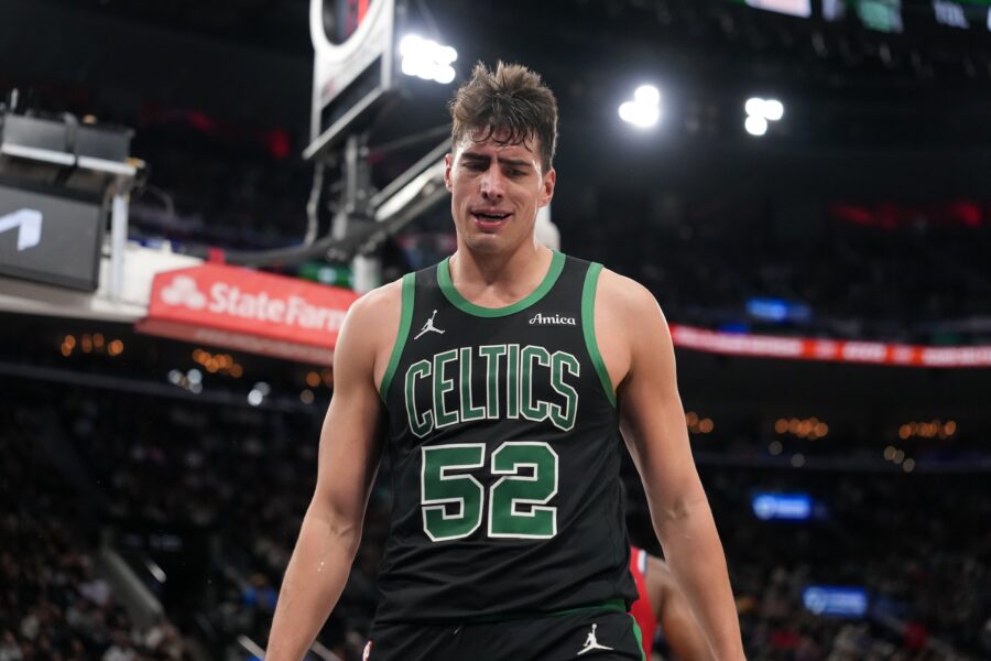 Luka Garza in a Celtics uniform — game-high 22 points and 10 rebounds in Boston's 124-113 preseason win over the Cavaliers
