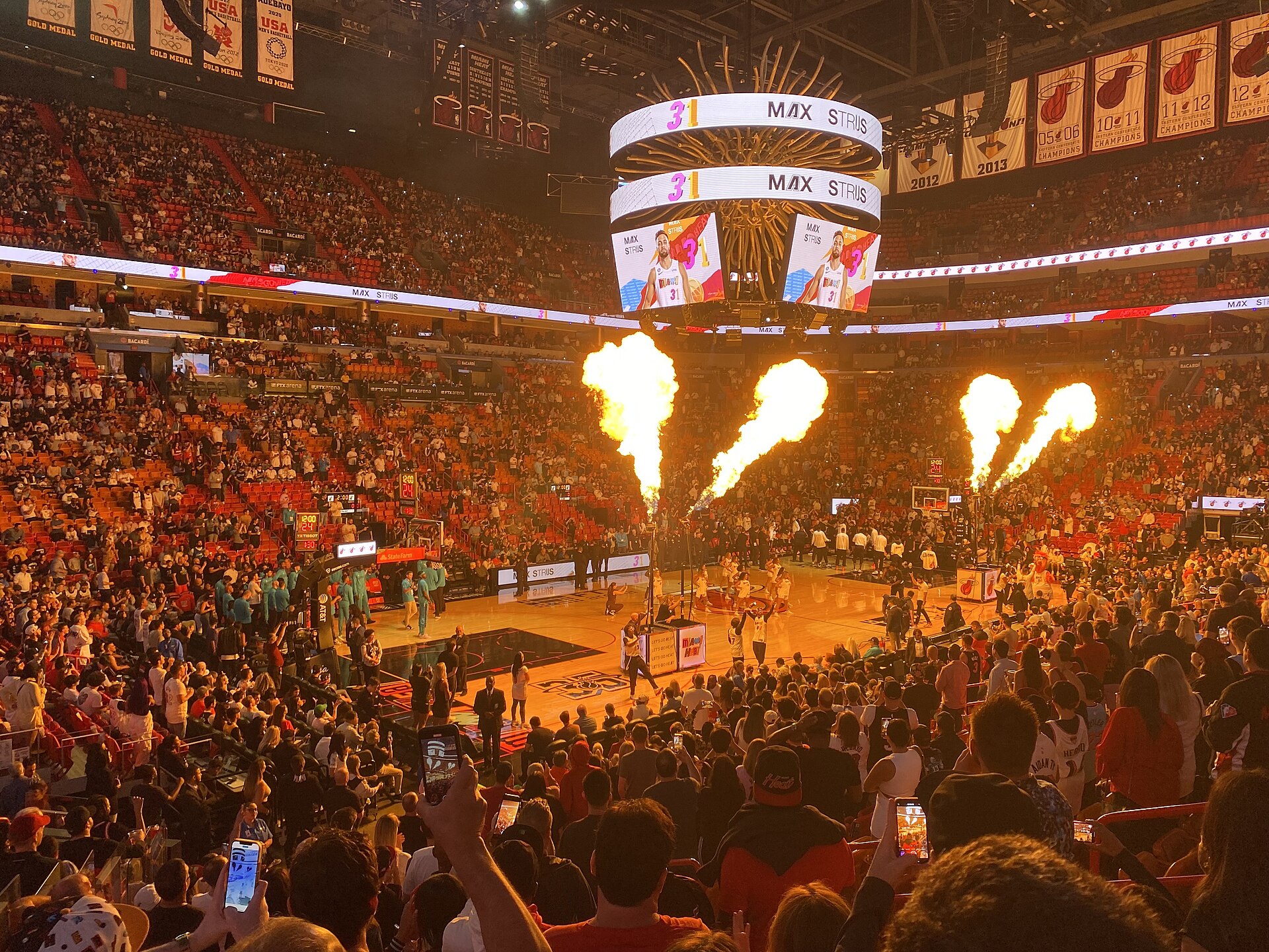 Player introductions before a Miami Heat game at Kaseya Center (file photo)