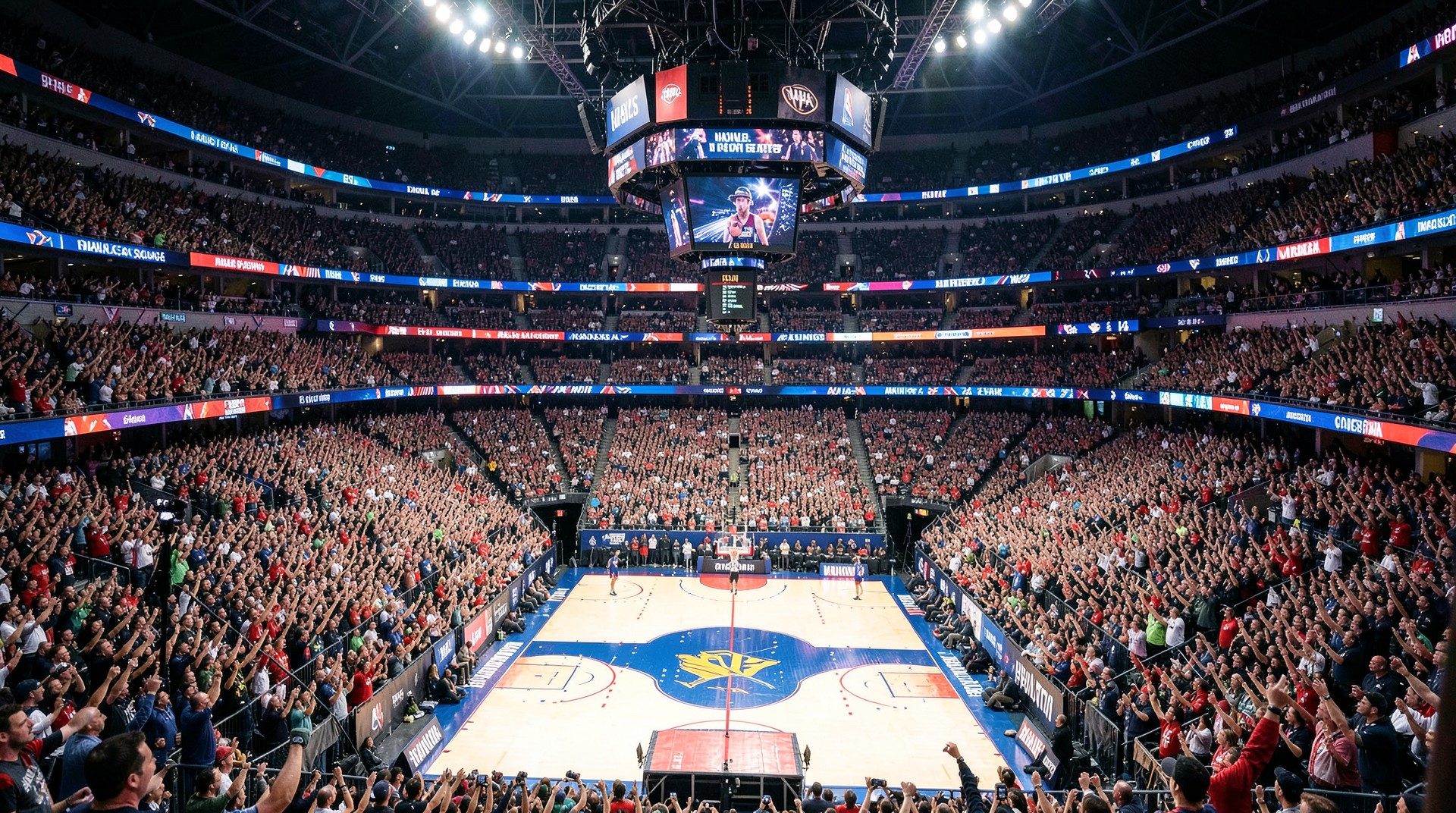 An NBA arena crowd during a preseason game — Monday's five-game slate stretched from Atlanta to Sacramento.