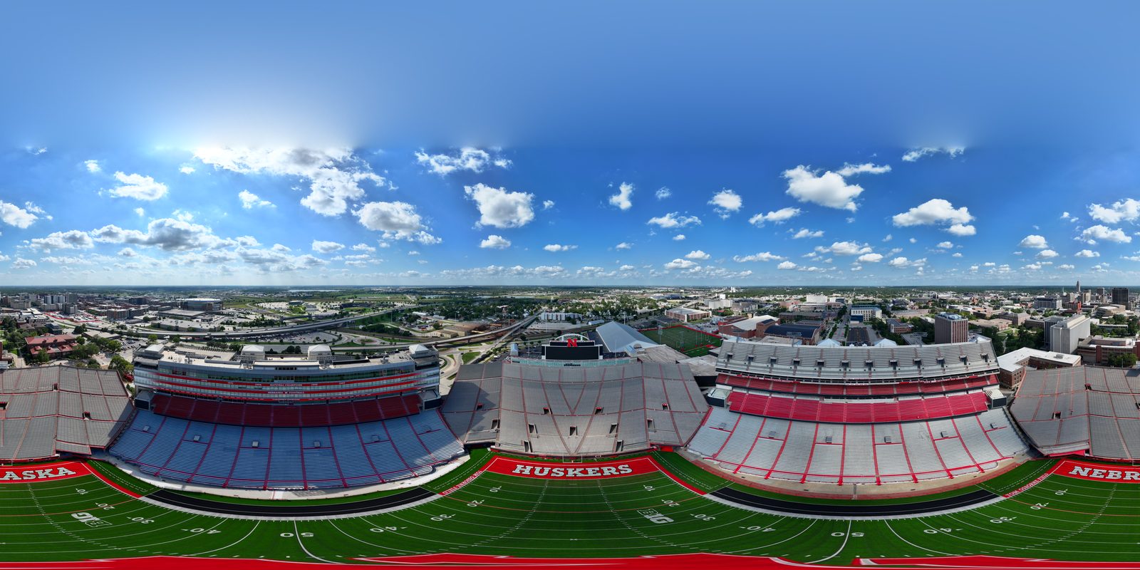 Panoramic view of Memorial Stadium in Lincoln, Nebraska, home of the Nebraska Cornhuskers
