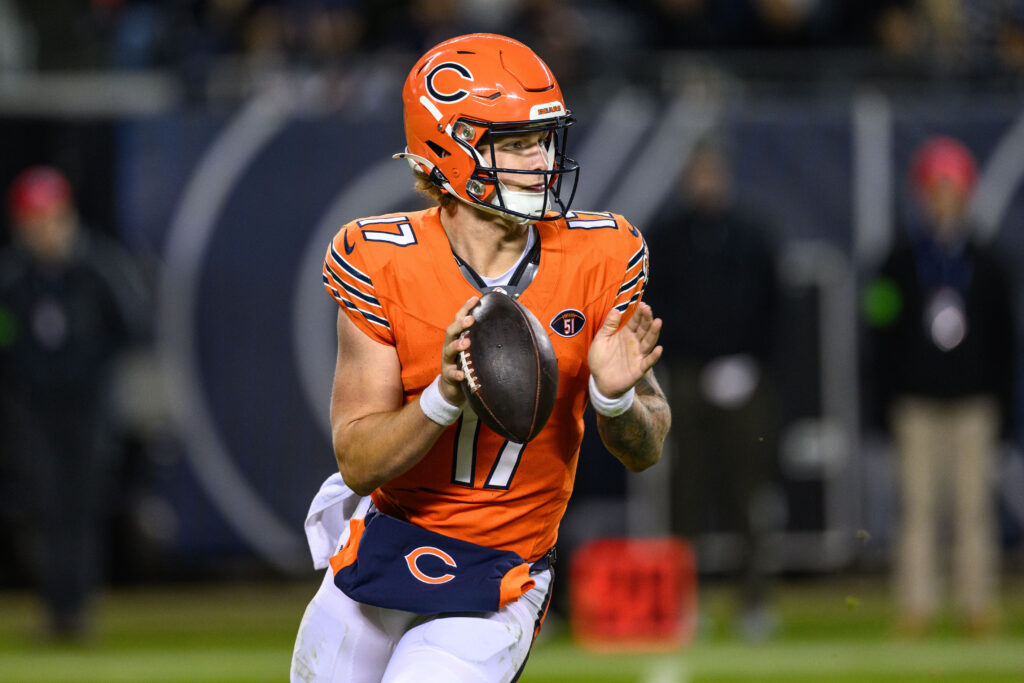 Chicago Bears quarterback Tyson Bagent — head coach Ben Johnson named Bagent the starter on Monday as the 3-1 Bears keep winning with their backup.